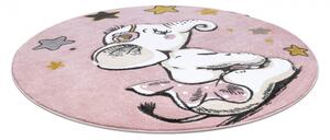 Dětský kusový koberec Petit Elephant stars pink kruh 140x140 cm