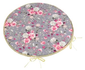 Bellatex Sedák Adéla kulatý hladký průměr 40 cm Květy růže růžová, šedá