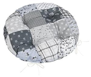 Bellatex Sedák Adéla prošívaný kulatý průměr 40 cm Patchwork šedá