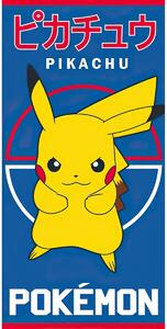Carbotex Dětská plážová osuška POKÉMON PIKACHU BLESKOVÝ ÚTOK, modrá, froté, 70x140cm