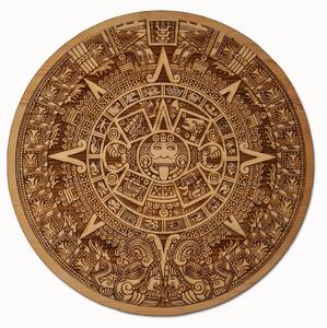 Dřevo života | Dřevěný obraz Aztécký kalendář masiv | Rozměry Ø: 80