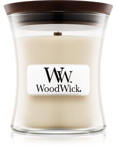Woodwick Linen vonná svíčka s dřevěným knotem 85 g