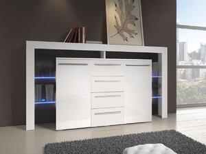 Kombinovaná komoda s LED osvětlením CLANE 1 - bílá / lesklá bílá