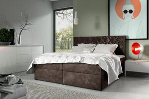 Postel boxspring s prošívaným čelem EUGENA - 160x200, hnědá 1 + topper ZDARMA