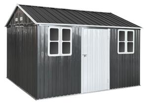 KONDELA Plechový zahradní domek na nářadí, antracitová, 3,6x3,1x2,5 m, GABKO