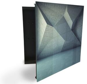 Glasdekor skříňka na klíče - abstraktní geometricky tvar - Levé / Černá