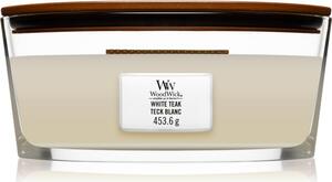 Woodwick White Teak vonná svíčka s dřevěným knotem (hearthwick) 453.6 g