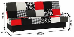 Tempo Kondela Rozkládací pohovka ALABAMA, s úložným prostorem, červená/šedá/černá