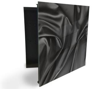 Glasdekor skříňka na klíče - detail černé tkaniny - Levé / Černá