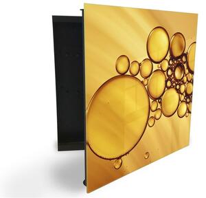 Glasdekor skříňka na klíče - zlaté bubliny abstrakce - Levé / Černá