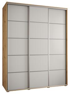 Šatní skříň s posuvnými dveřmi DAVOS 4, 190cm | DUB Artisan / bílá / stříbrné