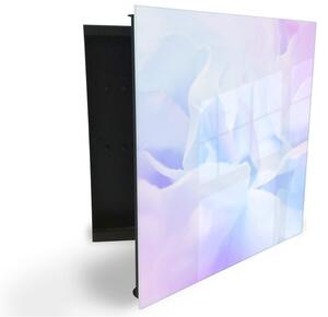 Glasdekor skříňka na klíče - abstraktní květinové pozadí - Levé / Černá