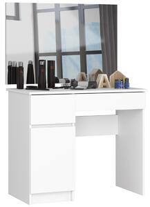 Ak furniture Kosmetický stolek se zrcadlem P-2 90x50 cm bílý levý