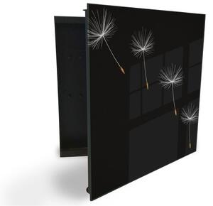 Glasdekor skříňka na klíče - letící semena pampelišky - Levé / Černá