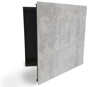 Glasdekor skříňka na klíče - textura šedého betonu - Levé / Bílá