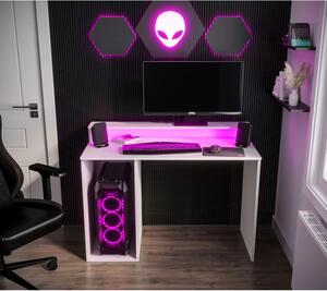 Počítačový stůl LAMAR 2 s LED osvětlením - bílý