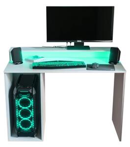 Počítačový stůl LAMAR 2 s LED osvětlením - bílý