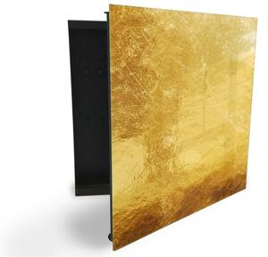 Glasdekor skříňka na klíče - abstraktní textura zlato - Levé / Černá