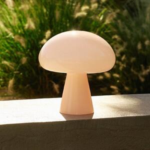 GUBI Gubi LED stolní lampa Obello, pudrově růžová, IP44, sklo, stmívatelný, Fialová / růžová / barva růže, Obývací pokoj / jídelna, Sklo, Design