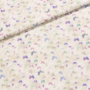 Bavlněné plátno 21 PURPURA, fialoví motýlci, š.150cm (látka v metráži)