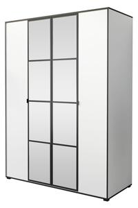 Šatní skříň se zrcadlem Birelto I 150 4D, Barva: bílá / bílá + černá Mirjan24 5903211158315