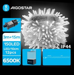 Aigostar B.V. Aigostar - LED Venkovní vánoční řetěz 150xLED/8 funkcí 18m IP44 studená bílá AI0450