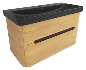 Koupelnová skříňka s umyvadlem SAT Fusion 97,5x53x45 cm dub medový mat SATFUSION2100DMBKM
