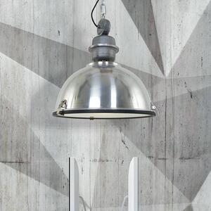 Steinhauer Závěsné svítidlo Bikkel, Ø 42 cm, ocelová barva, kov, sklo, E27, stmívatelný, Hliník / šedá / zinek, Kuchyň, kov, Industriální design
