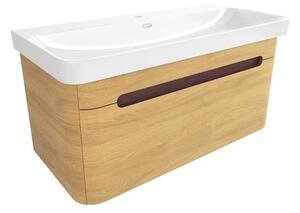 Koupelnová skříňka s umyvadlem SAT Fusion 97,5x43x45 cm dub medový mat SATFUSION100DMU