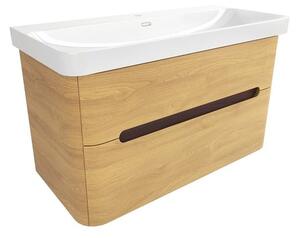 Koupelnová skříňka s umyvadlem SAT Fusion 97,5x53x45 cm dub medový mat SATFUSION2100DMU