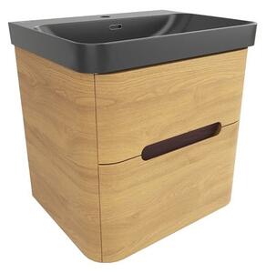 Koupelnová skříňka s umyvadlem SAT Fusion 57,5x53x45 cm dub medový mat SATFUSION260DMBKM