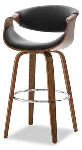 Designová barová židle SAROLTA - ořech / černá / chrom
