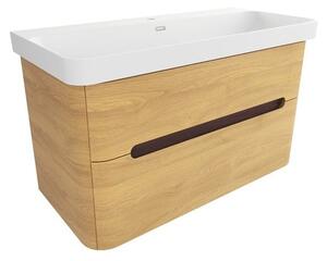 Koupelnová skříňka s umyvadlem SAT Fusion 97,5x53x45 cm dub medový mat SATFUSION2100DMMW
