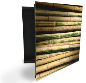 Glasdekor skříňka na klíče - stébla bambusu - Levé / Černá