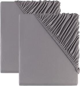 LIVARNO home Sada žerzejových napínacích prostěradel, 90-100 x 200 cm, 2dílná, šedá (800006864)