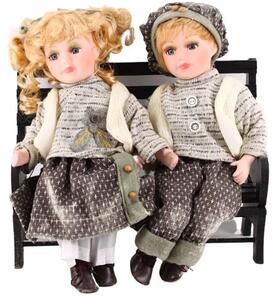 Dini Porcelánové panenky Děti na lavičce, s blond vlásky