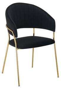 KONDELA Designové jídelní křeslo, černá Velvet látka/gold chrom zlatý, DASMIN TYP 1