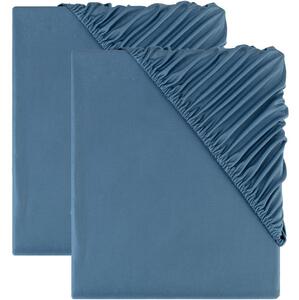 LIVARNO home Sada žerzejových napínacích prostěradel, 90-100 x 200 cm, 2dílná, modrá (800006867)
