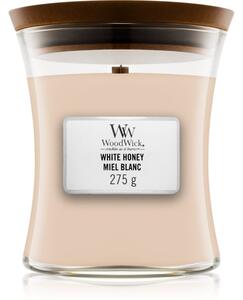 Woodwick White Honey Miel Blanc vonná svíčka s dřevěným knotem 275 g