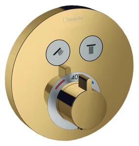 Hansgrohe Shower Select, termostatická baterie pod omítku na 2 spotřebiče, leštěný vzhled zlata 15743990