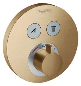 Hansgrohe Shower Select, termostatická baterie pod omítku na 2 spotřebiče, kartáčovaný bronz 15743140