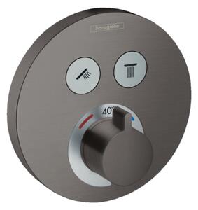 Hansgrohe Shower Select, termostatická baterie pod omítku na 2 spotřebiče, kartáčovaný černý chromová, 15743340