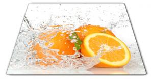 Skleněné prkénko pomeranče ovoce ve vodě - 40x30cm