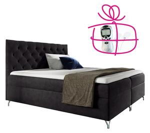KONDELA Boxspringová postel, 140x200, černá látka Velvet, GULIETTE + dárek