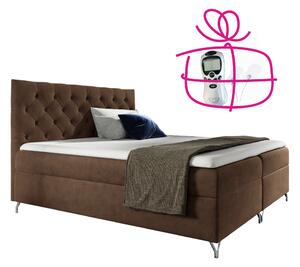 KONDELA Boxspringová postel, 160x200, hnědá látka Velvet, GULIETTE + dárek