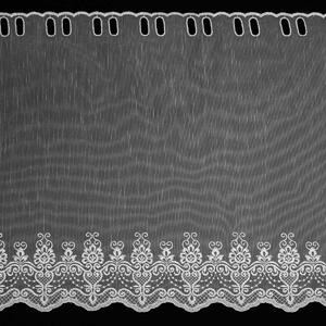 Forbyt organzová vitrážová záclona 98435 ornamenty, vyšívaná s bordurou, bílá, výška 70cm (v metráži)