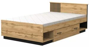 Jednolůžková postel 120x200 CATAWBA se šuplíkem - dub wotan / černá