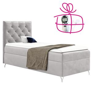 KONDELA Boxspringová postel, 90x200, světle šedá látka Velvet, levá, GULIETTE + dárek