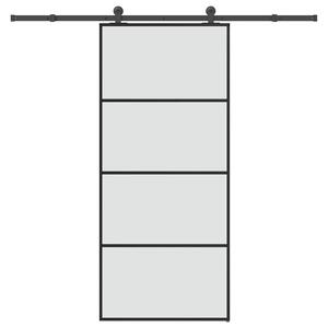 Posuvné dveře s kováním 90x205 cm ESG sklo a hliník 3332872