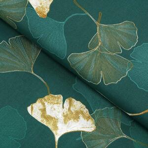 Goldea bavlněné plátno - listy ginkgo na tmavě zeleném 145 cm